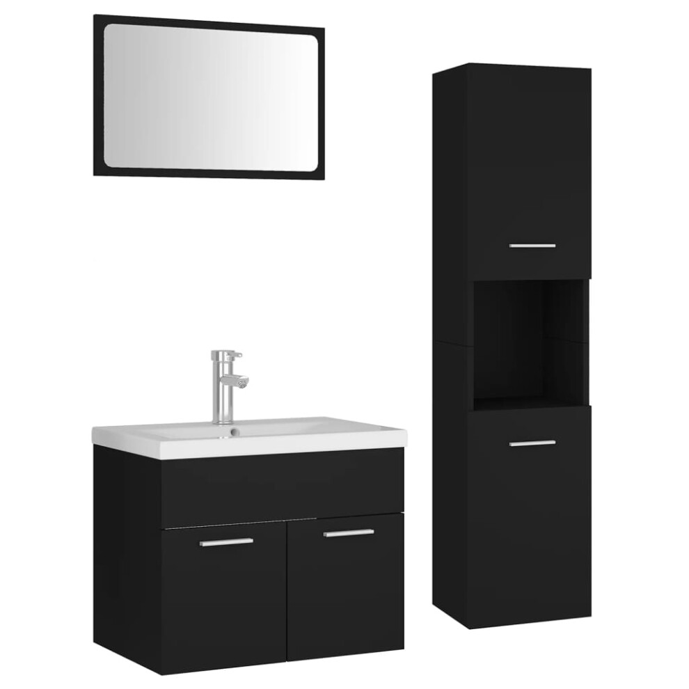 (black) vidaXL Bathroom Furniture Set Chipboard Wall Mirror Multi Sizes Multi Colors