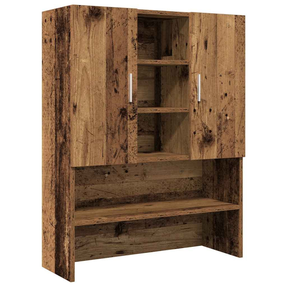 (old wood) vidaXL Washing Machine Cabinet Bathroom Cupboard Laundry Shelf Storage Rack