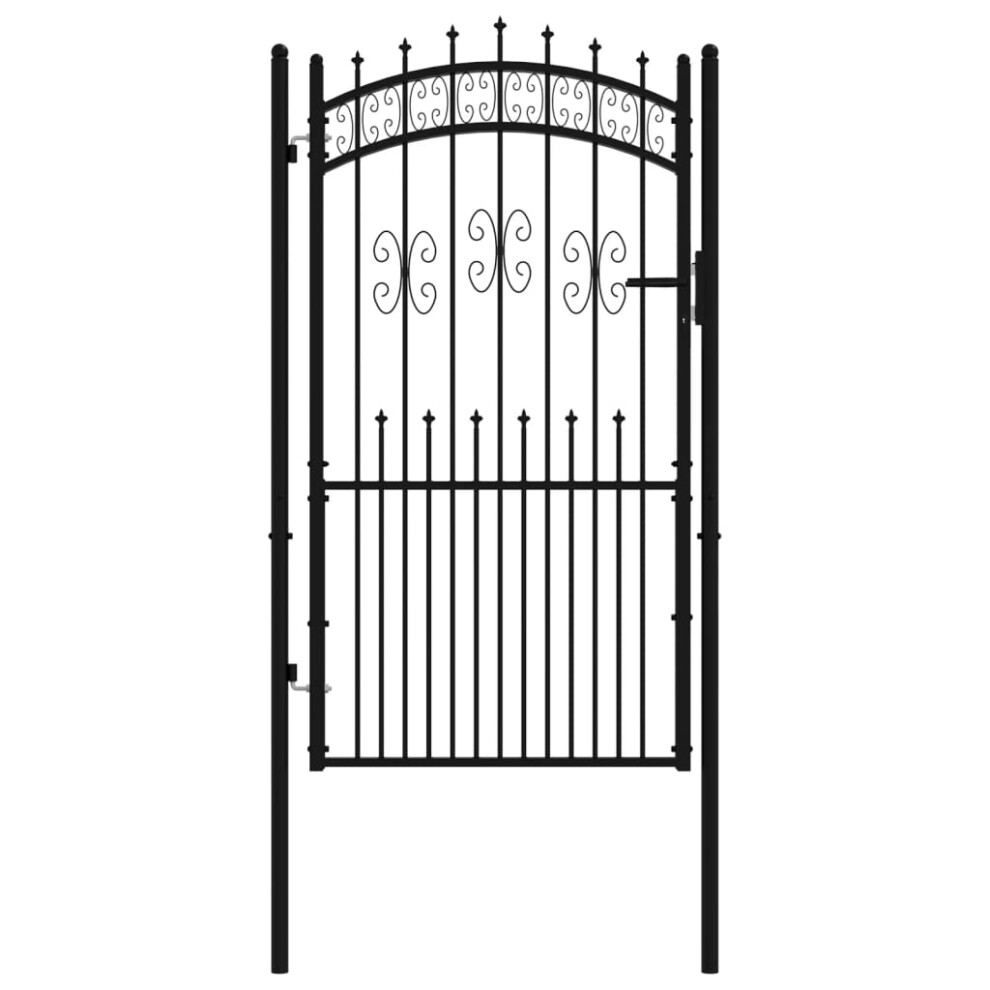 (103 x 225 cm) vidaXL Fence Gate with Spear Top Black Powder-coated Steel Fence Multi Sizes