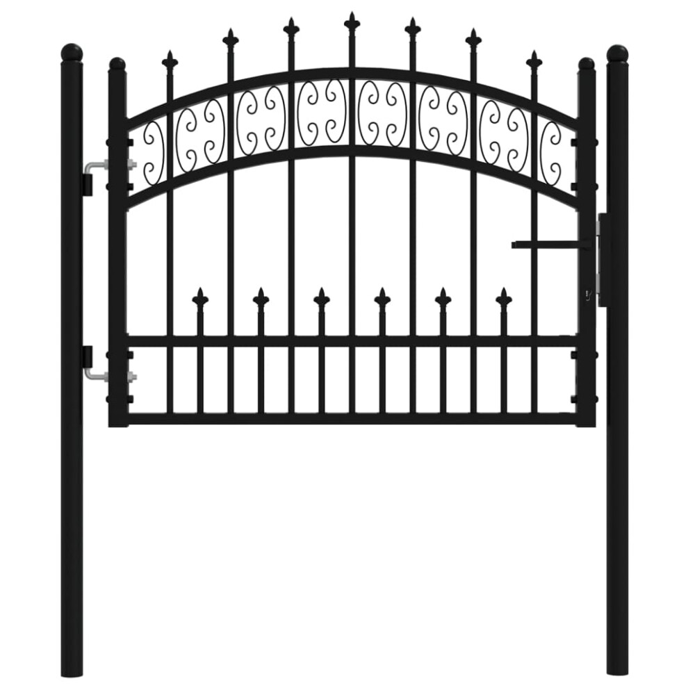 (103 x 120 cm) vidaXL Fence Gate with Spear Top Black Powder-coated Steel Fence Multi Sizes