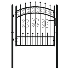 (103 x 150 cm) vidaXL Fence Gate with Spear Top Black Powder-coated Steel Fence Multi Sizes