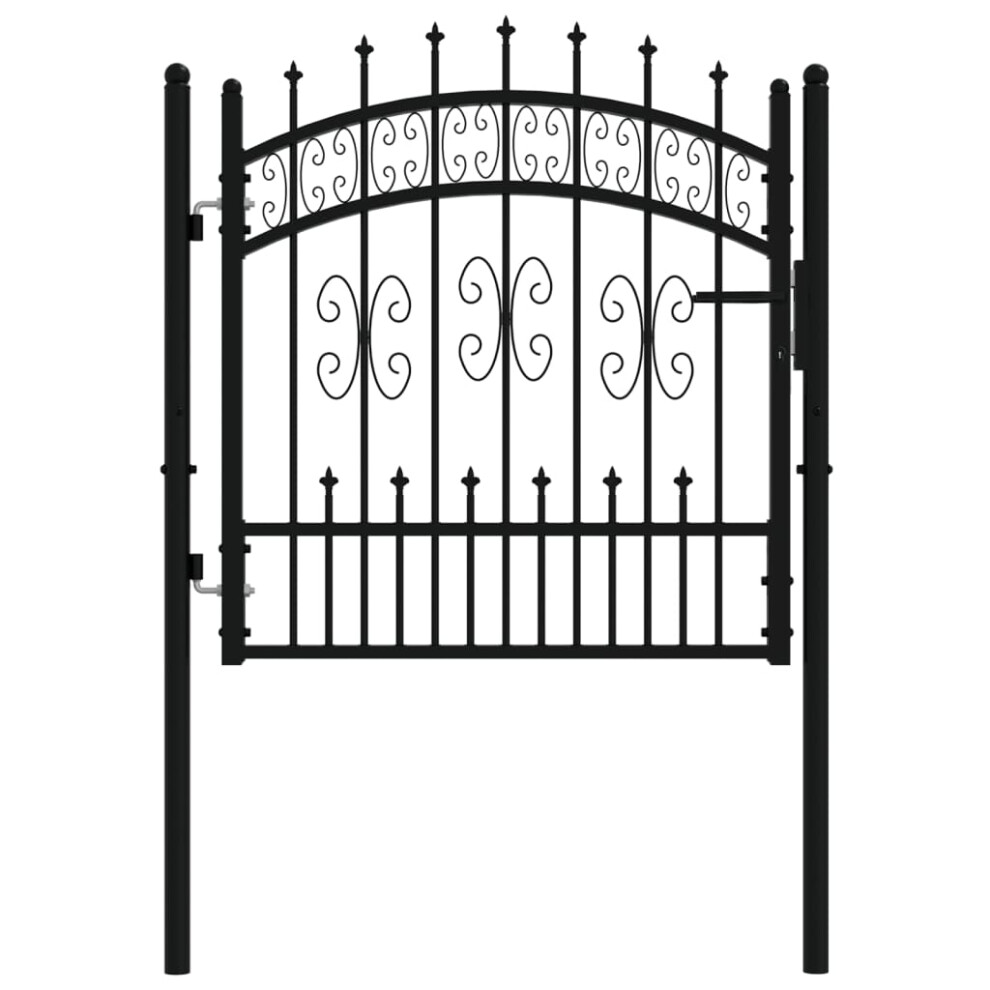 (103 x 150 cm) vidaXL Fence Gate with Spear Top Black Powder-coated Steel Fence Multi Sizes