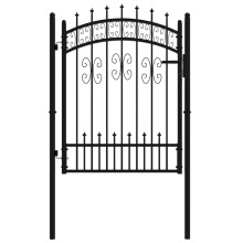 (103 x 175 cm) vidaXL Fence Gate with Spear Top Black Powder-coated Steel Fence Multi Sizes