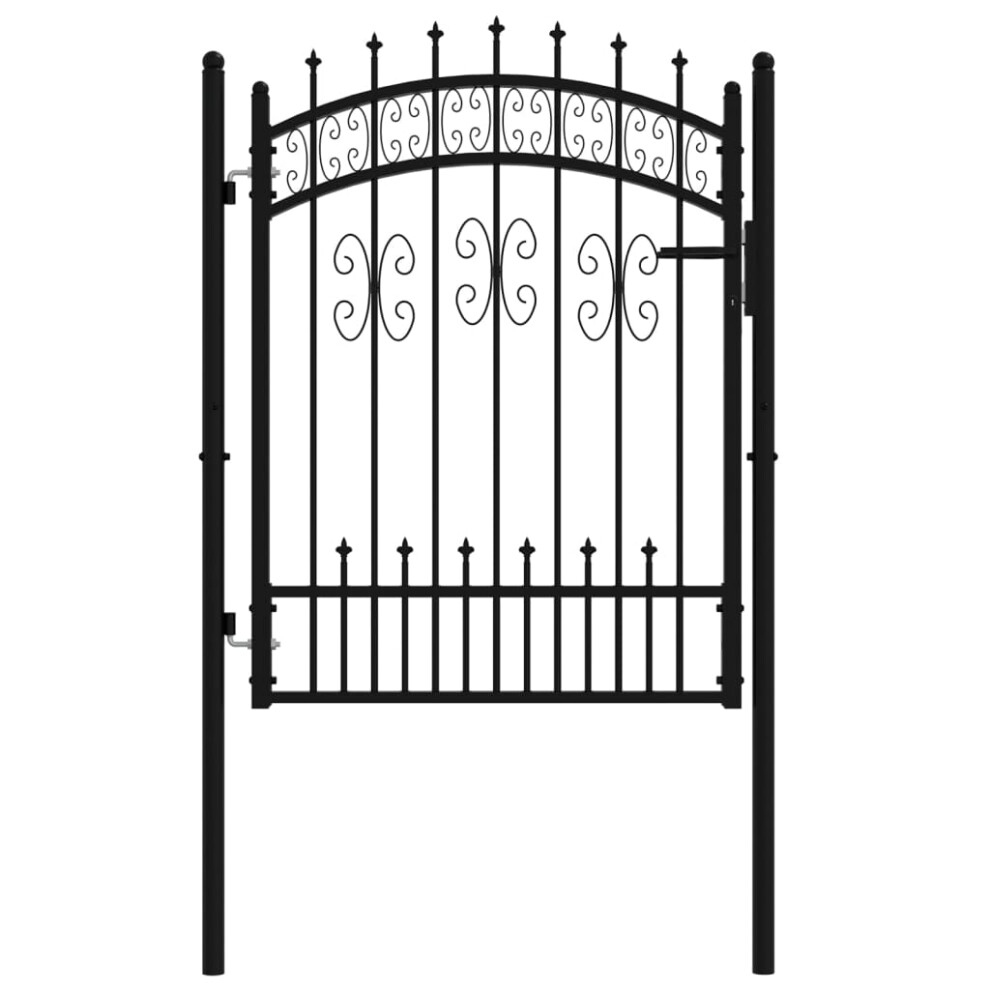 (103 x 175 cm) vidaXL Fence Gate with Spear Top Black Powder-coated Steel Fence Multi Sizes