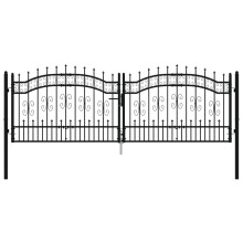 (305 x 151 cm) vidaXL Fence Gate with Spear Top Black Powder-coated Steel Fence Multi Sizes