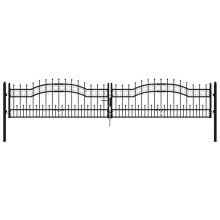 (406 x 120 cm) vidaXL Fence Gate with Spear Top Black Powder-coated Steel Fence Multi Sizes