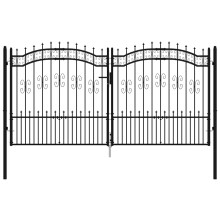 vidaXL Gartentor KAMPEN mit Speerspitze Schwarz 302 x 150 cm Stahl