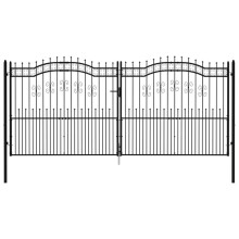 (406 x 223 cm) vidaXL Fence Gate with Spear Top Black Powder-coated Steel Fence Multi Sizes