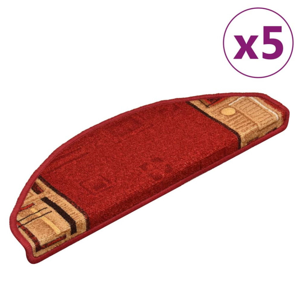(red, 5 pcs) vidaXL Self-adhesive Stair Mats Carpet Stair Treads Stair Step Protector Rug