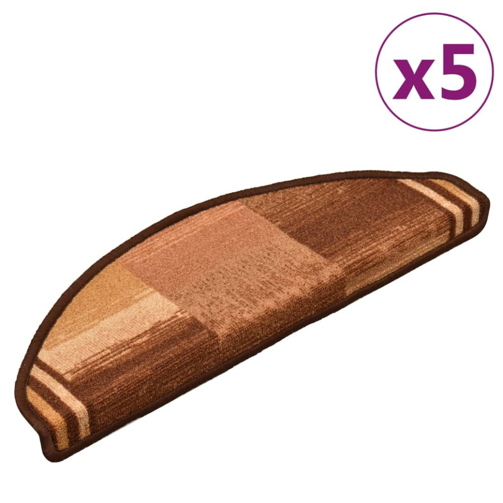 Photos - Area Rug VidaXL   Self-adhesive Stair Mats Carpet Stair Treads Stair Step Protector Rug (brown, 5 pcs)