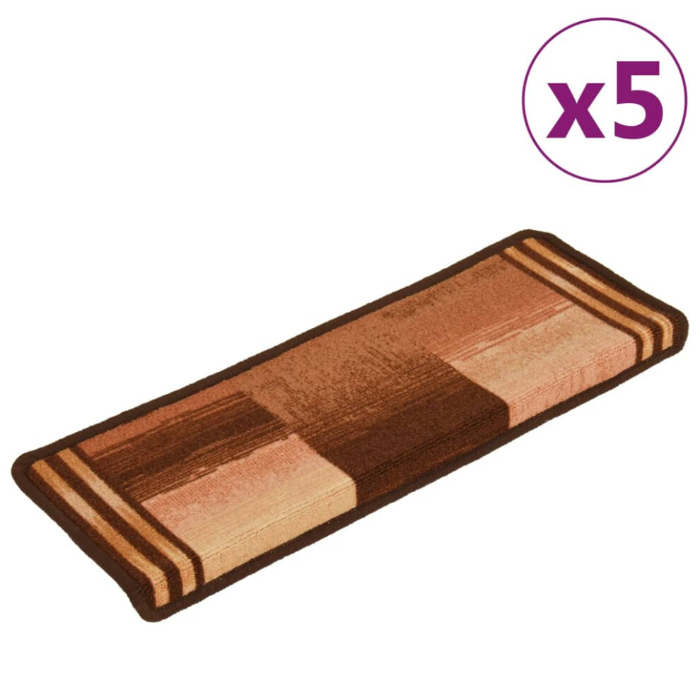 Photos - Area Rug VidaXL   Self-adhesive Stair Mats Carpet Stair Treads Stair Step Protector Rug (brown, 5 pcs/Rectangular)