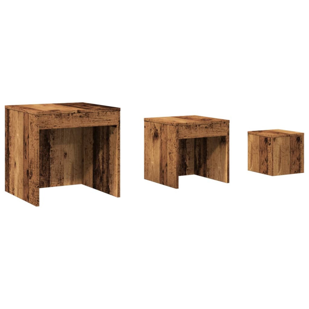 (old wood) vidaXL Nesting Tables Living Room Side Table End Table 3 pcs Engineered Wood