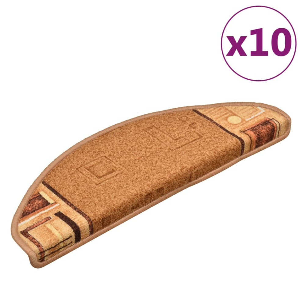 Vidaxl (Beige, 10 Pcs) Self-Adhesive Stair Mats Carpet Stair Treads Stair Step Protector Rug