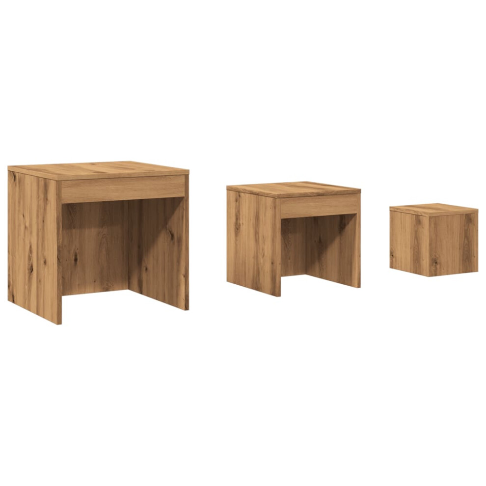 (artisan oak) vidaXL Nesting Tables Living Room Side Table End Table 3 pcs Engineered Wood