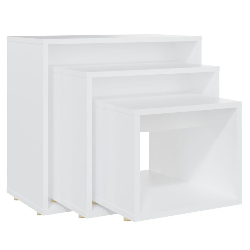 (white) vidaXL Nesting Tables Living Room Side Table End Table 3 pcs Engineered Wood