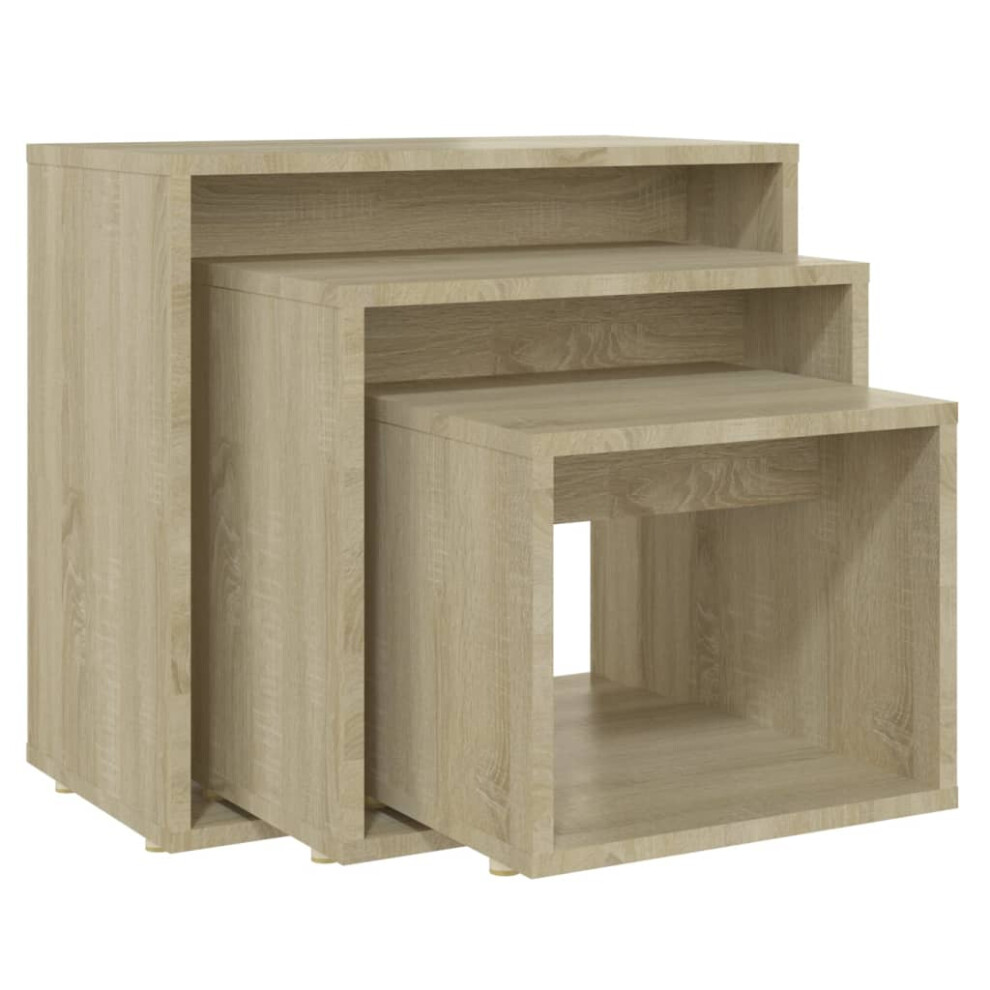 (sonoma oak) vidaXL Nesting Tables Living Room Side Table End Table 3 pcs Engineered Wood