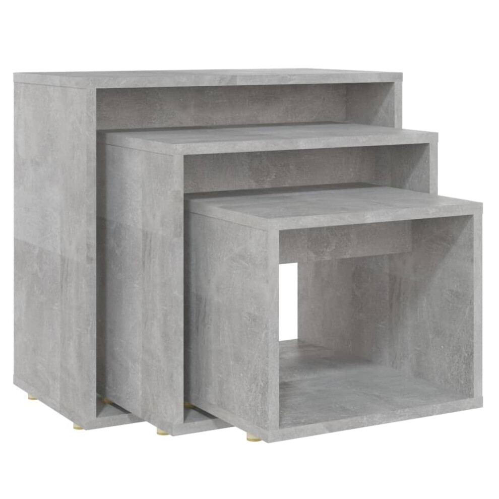 (concrete grey) vidaXL Nesting Tables Living Room Side Table End Table 3 pcs Engineered Wood