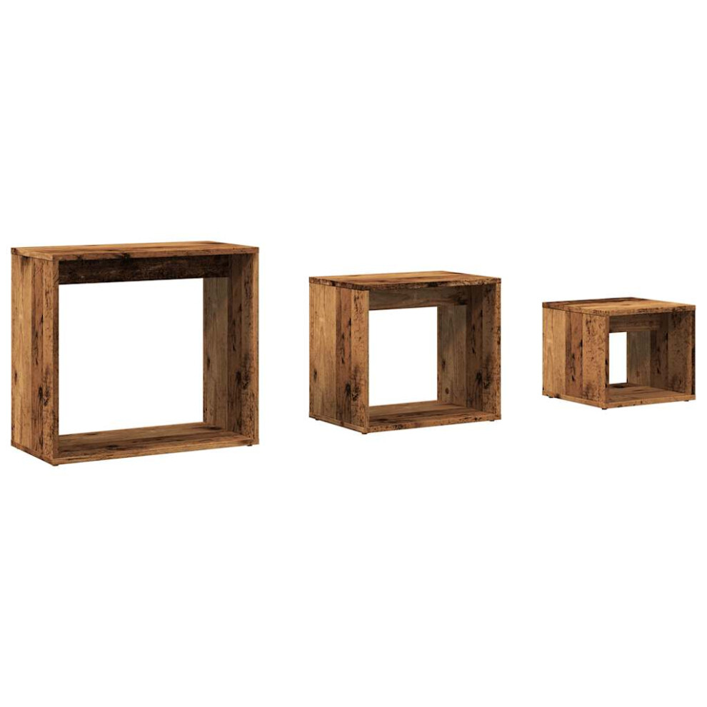 Vidaxl (Old Wood) Nesting Tables Living Room Side Table End Table 3 Pcs Engineered Wood Brown