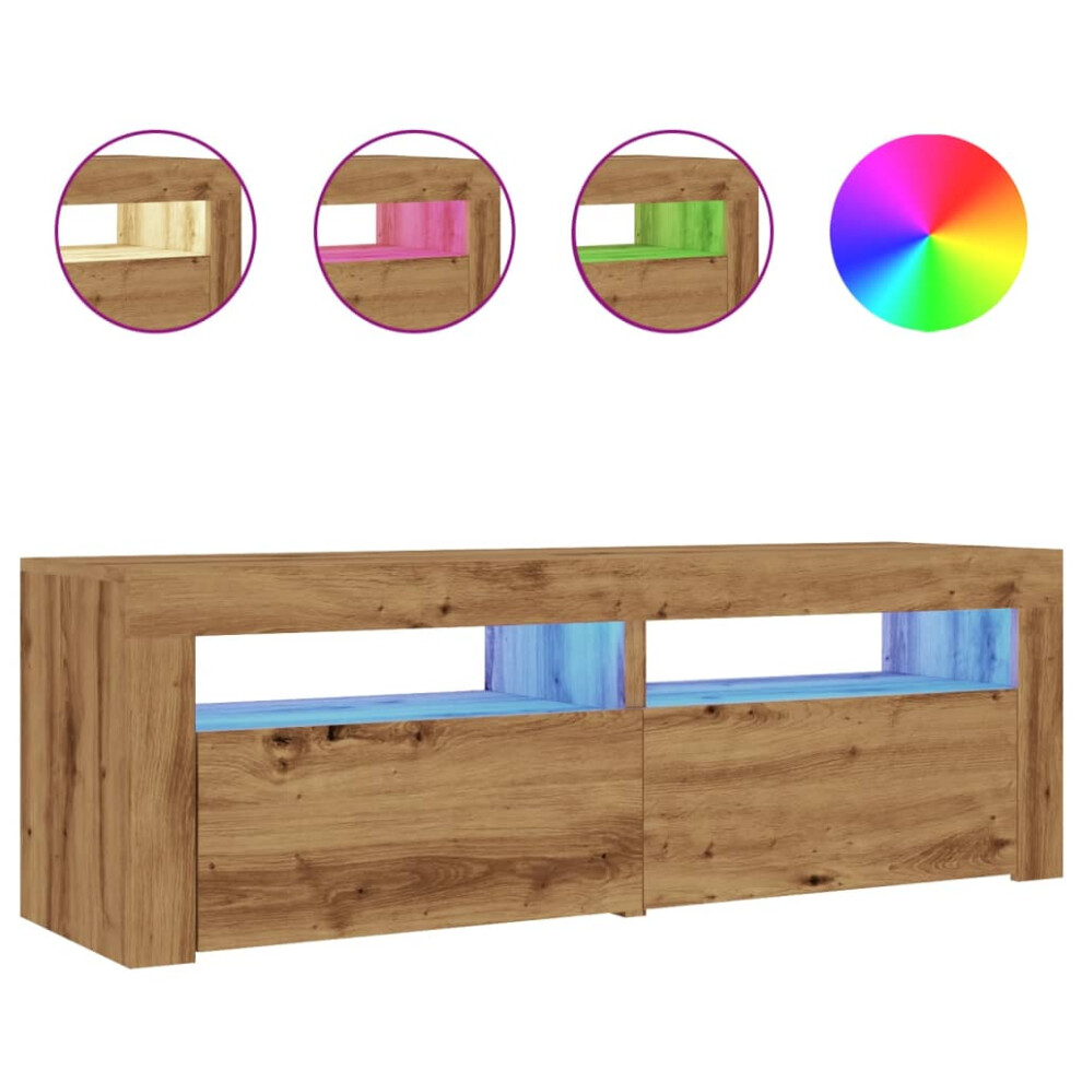 Vidaxl (Artisan Oak) Tv Cabinet With Led Lights Entertainment Centre Tv Stand Media Tv Unit Brown