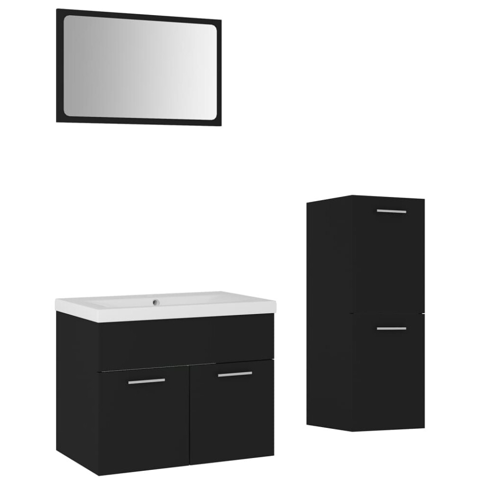 (black, 60 x 38.5 x 46 cm) vidaXL Bathroom Furniture Set Chipboard Wall Mirror Multi Sizes Multi Colors