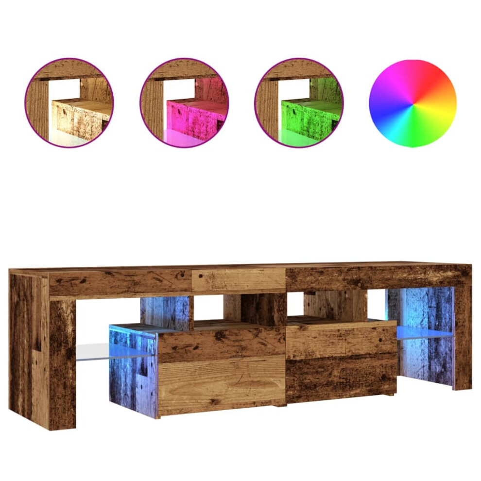 Vidaxl (Old Wood) Tv Cabinet With Led Lights Hifi Cabinet Entertainment Centre Tv Unit Brown
