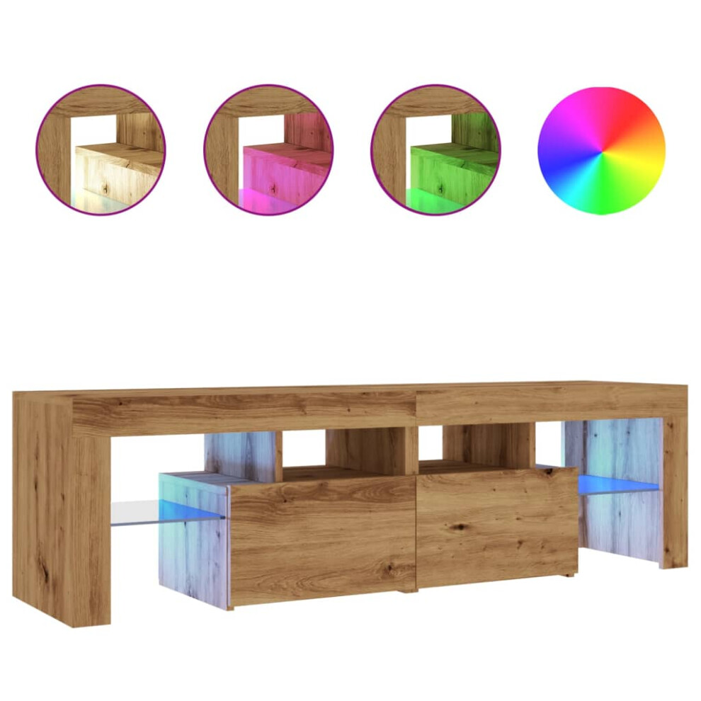 Vidaxl (Artisan Oak) Tv Cabinet With Led Lights Hifi Cabinet Entertainment Centre Tv Unit Brown