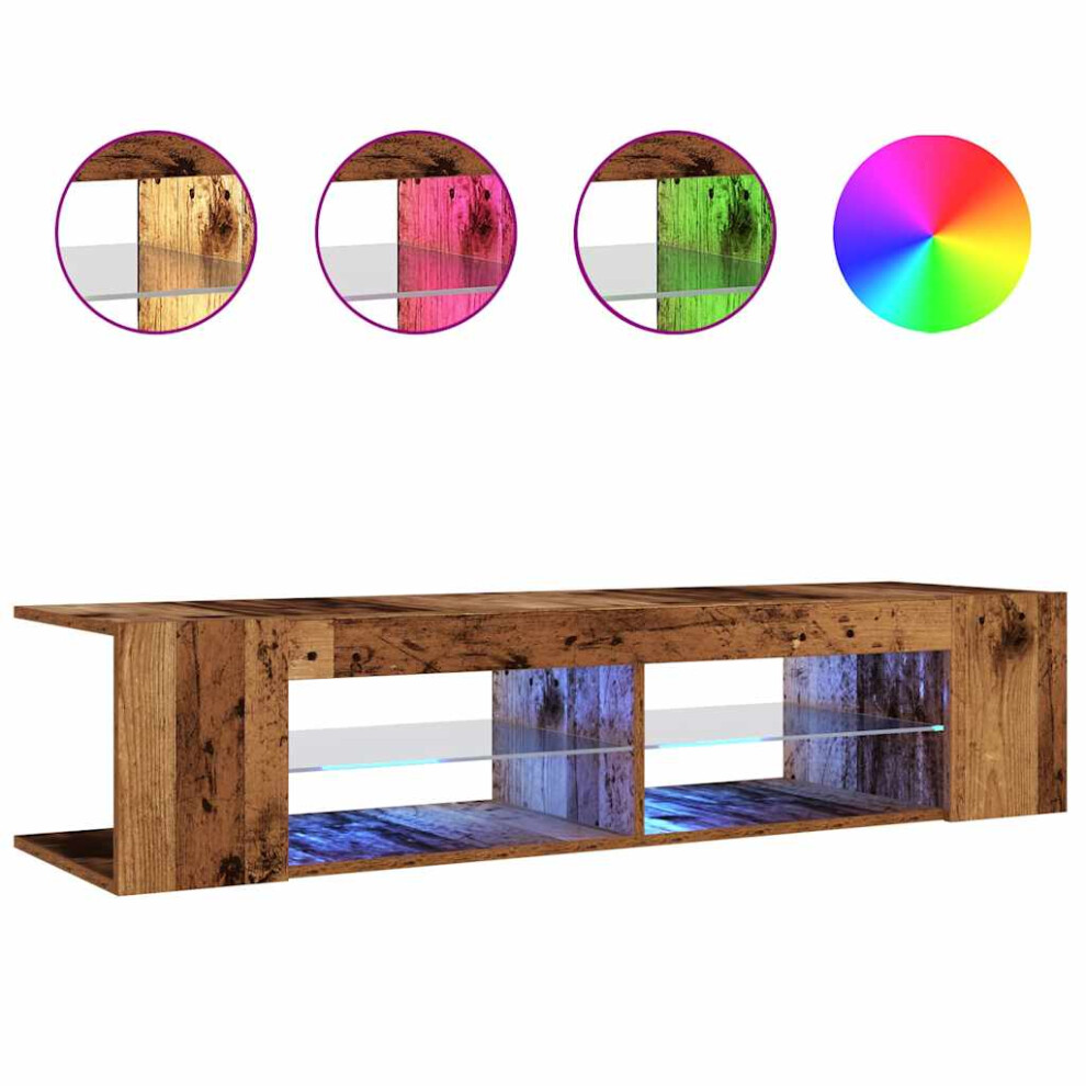 (old wood) vidaXL TV Cabinet with LED Lights Bedroom Console HiFi Cabinet Multi Colors