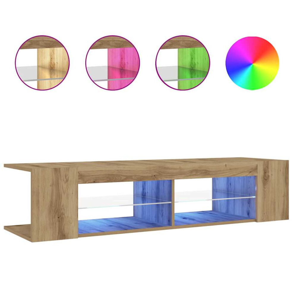 (artisan oak) vidaXL TV Cabinet with LED Lights Bedroom Console HiFi Cabinet Multi Colors