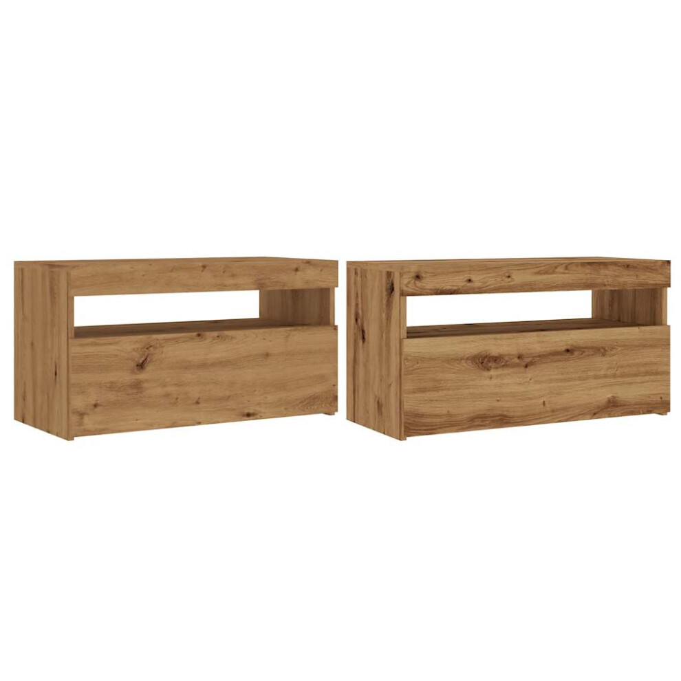 (artisan oak, 75 x 35 x 40 cm/ 2 pcs) vidaXL TV Cabinet with LED Lights Sideboard TV Stand TV Unit Hifi Cabinet