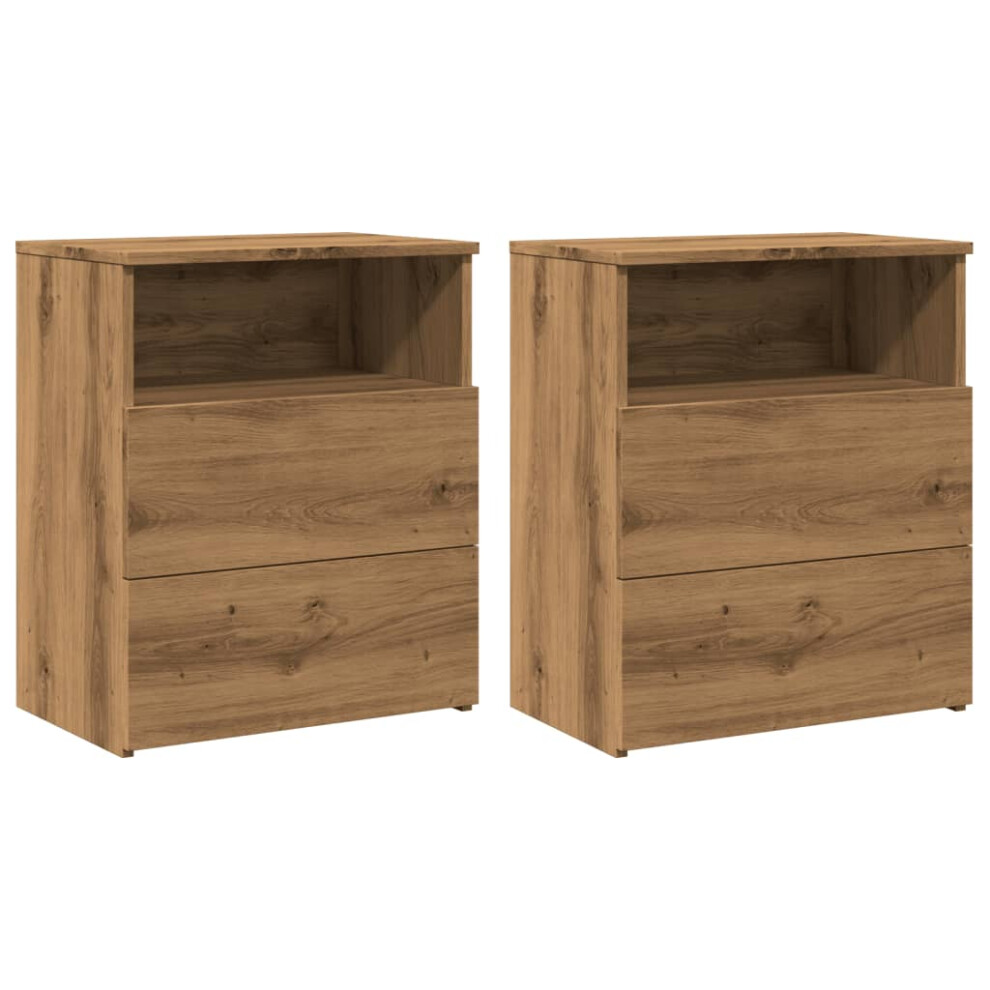 (artisan oak, 2 pcs) vidaXL Bed Cabinet Bedside Cabinet Storage Cabinet Nightstand Bed Side Table