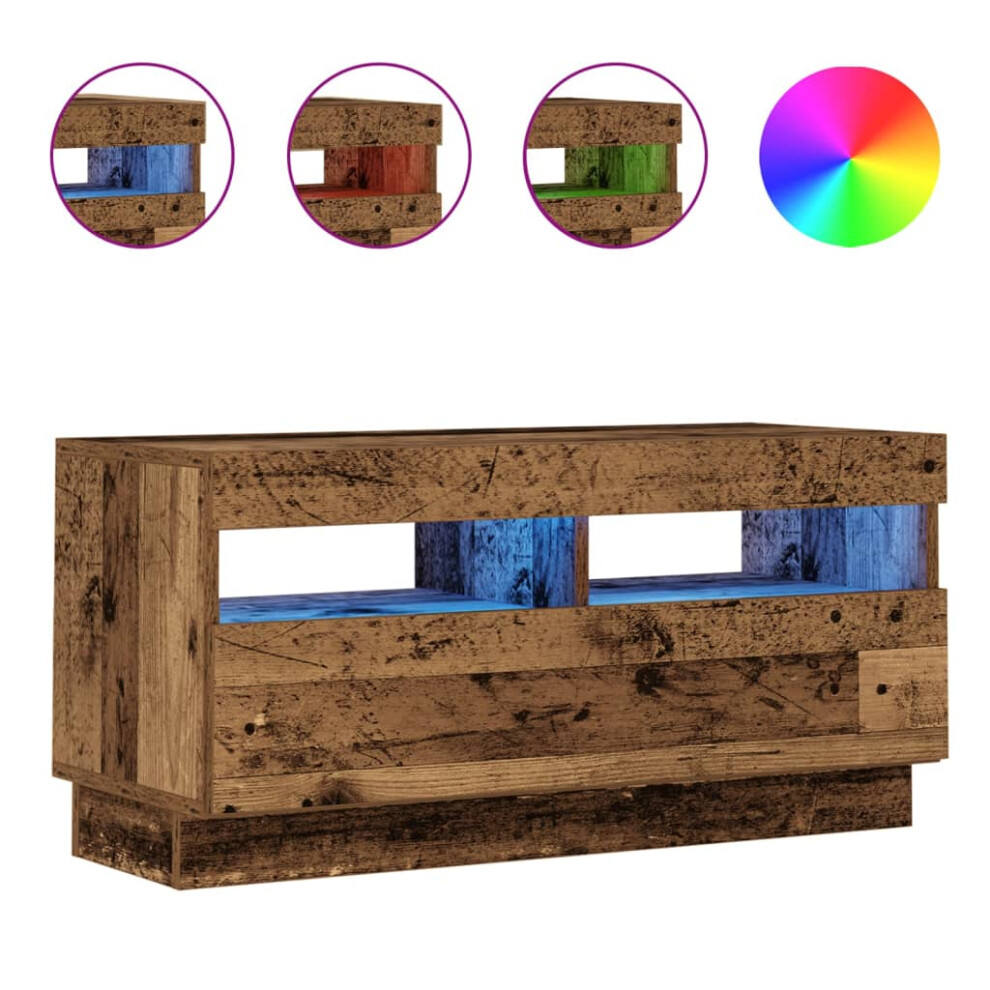 (old wood, 80 x 35 x 40 cm) vidaXL TV Cabinet with LED Lights TV Stand Multi Colours 100x35x40/80x35x40 cm