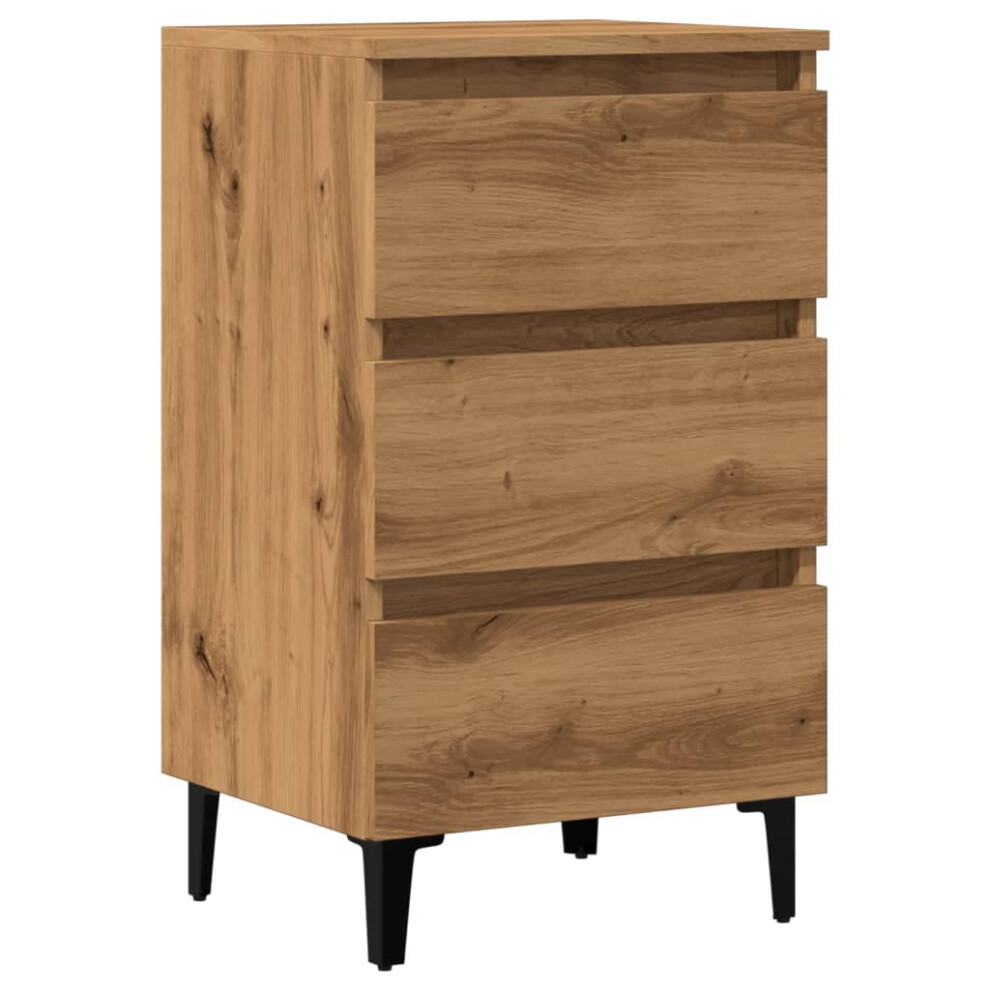 Vidaxl (Artisan Oak) Bed Cabinets With Metal Legs Nightstand Side Table Storage Bed Table Brown