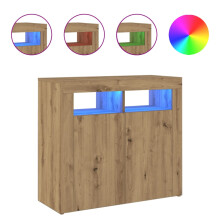 (artisan oak, 80 x 35 x 75 cm) vidaXL Sideboard with LED Lights Storage Cupboard Cabinet Buffet Highboard