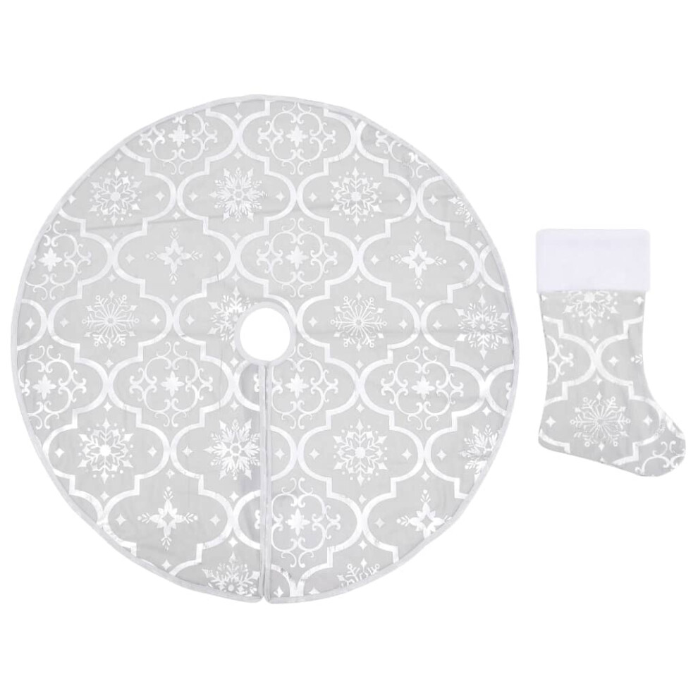 Vidaxl (, 150 Cm) Luxury Christmas Tree Skirt With Sock Fabric Multi Colours Multi Sizes White