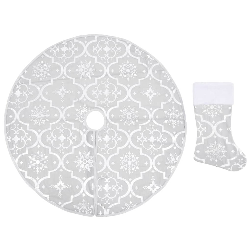 Vidaxl (, 90 Cm) Luxury Christmas Tree Skirt With Sock Fabric Multi Colours Multi Sizes White