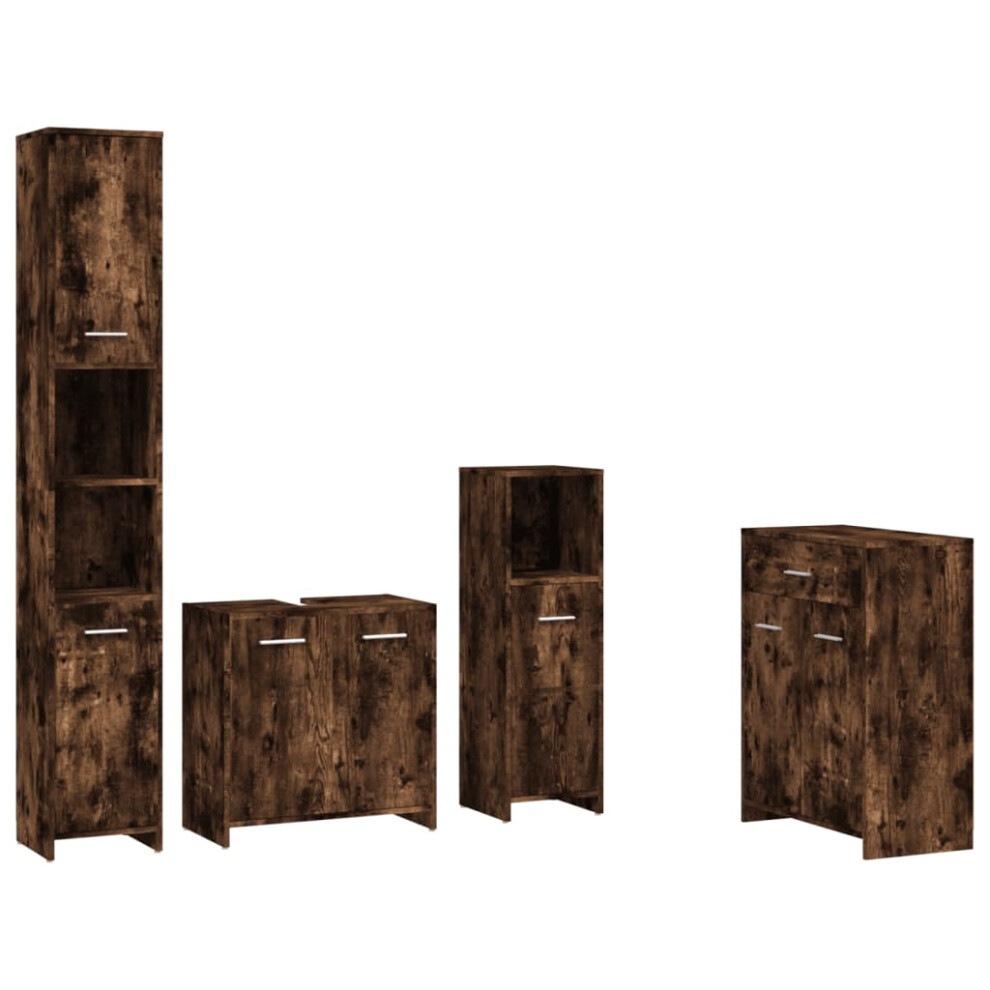 (smoked oak) vidaXL Bathroom Furniture Set 4 Piece Storage Cabinet Cupboard Multi Colours