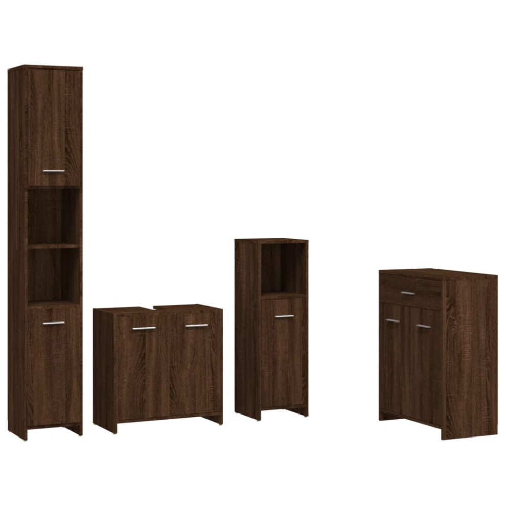 (brown oak) vidaXL Bathroom Furniture Set 4 Piece Storage Cabinet Cupboard Multi Colours