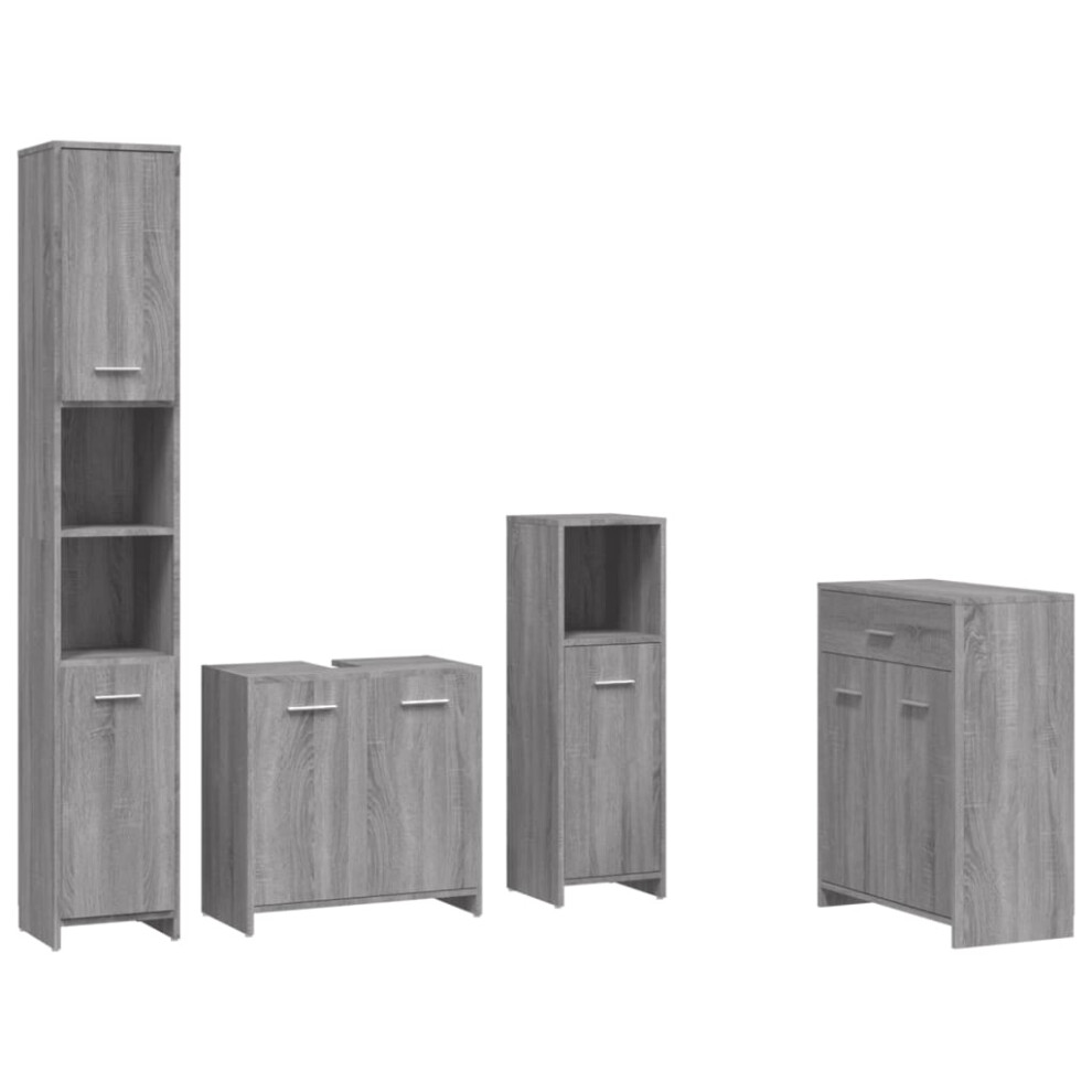 (grey sonoma) vidaXL Bathroom Furniture Set 4 Piece Storage Cabinet Cupboard Multi Colours