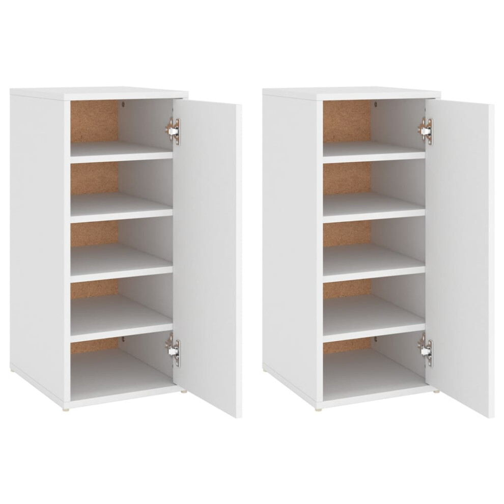 Vidaxl (White, 2 Pcs) Shoe Cabinet Shoe Storage Rack Organiser Shoe Cupboard Engineered Wood