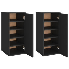 (black, 2 pcs) vidaXL Shoe Cabinet Shoe Storage Rack Organiser Shoe Cupboard Engineered Wood