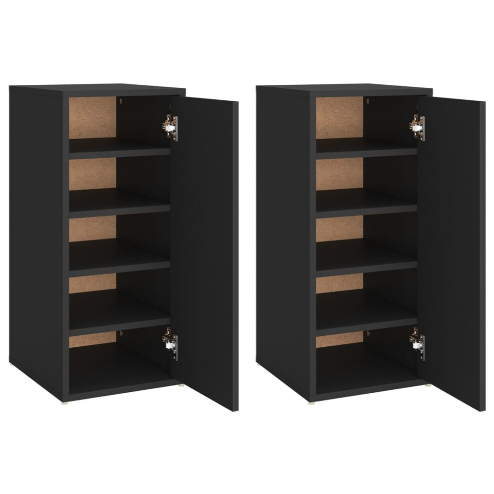 Vidaxl (Black, 2 Pcs) Shoe Cabinet Shoe Storage Rack Organiser Shoe Cupboard Engineered Wood