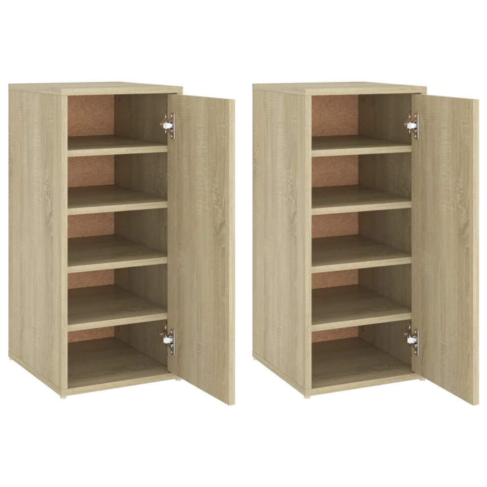 Vidaxl (Sonoma Oak, 2 Pcs) Shoe Cabinet Shoe Storage Rack Organiser Shoe Cupboard Engineered Wood