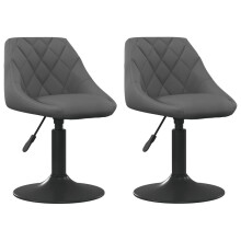 (dark grey) vidaXL Swivel Dining Chairs Computer Chair Office Swivel Stool 2 pcs Velvet