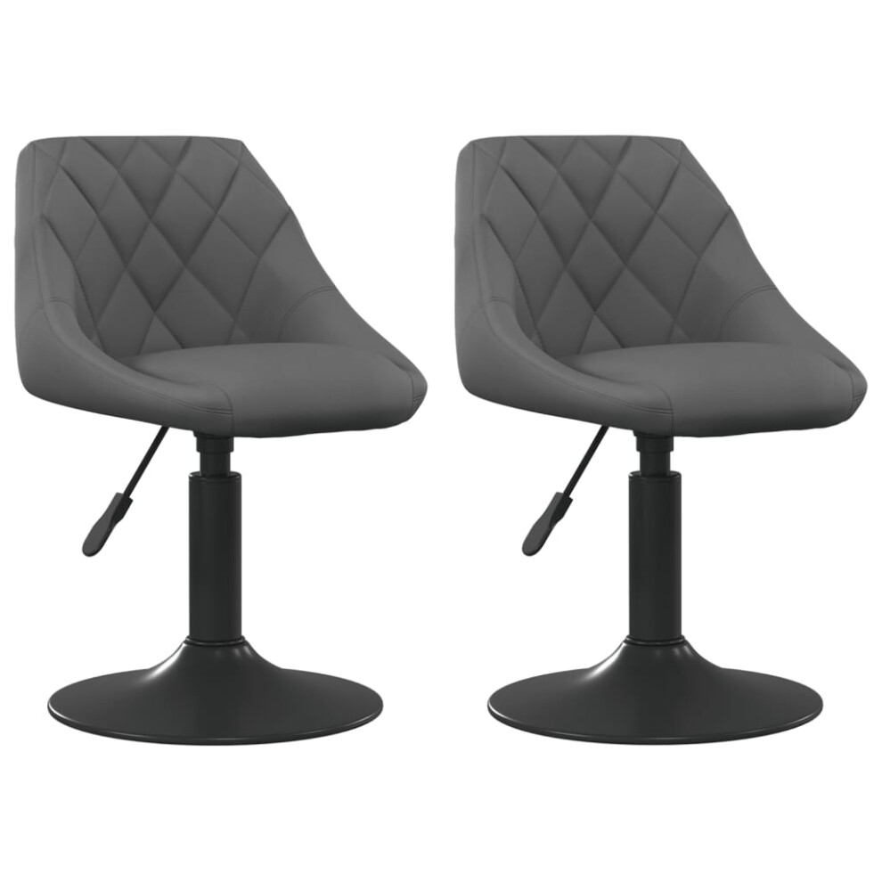 (dark grey) vidaXL Swivel Dining Chairs Computer Chair Office Swivel Stool 2 pcs Velvet