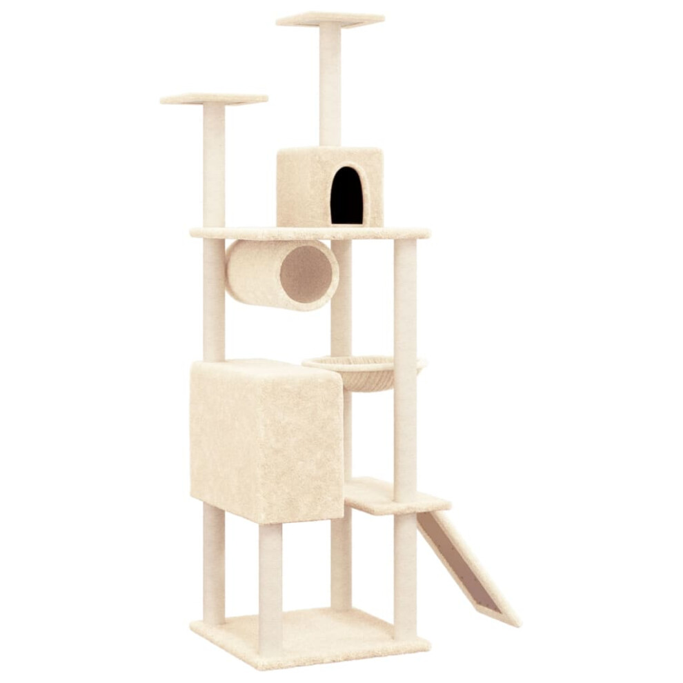 (cream) vidaXL Cat Tree with Sisal Scratching Posts Pet Supply 168 cm Multi Colours