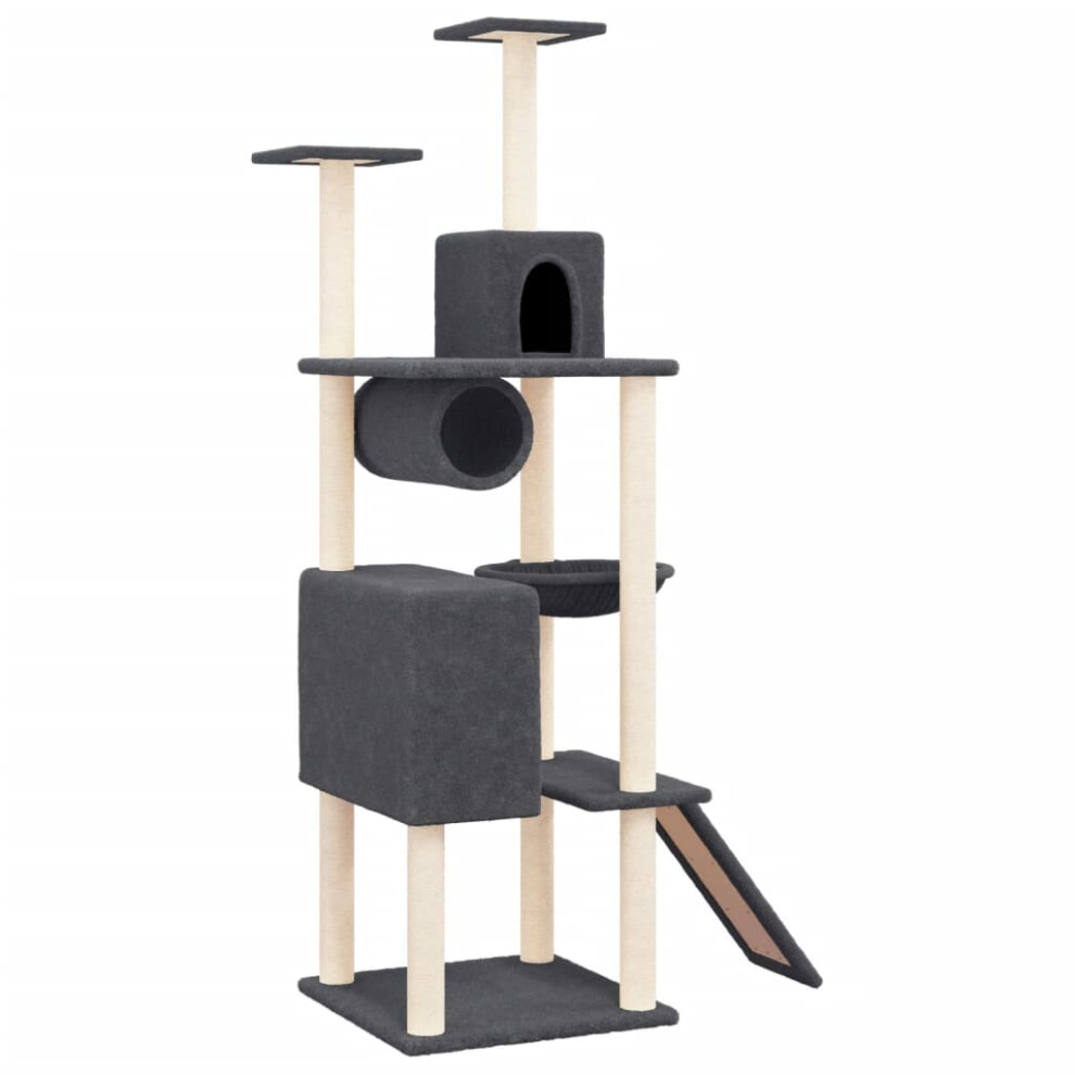 (dark grey) vidaXL Cat Tree with Sisal Scratching Posts Pet Supply 168 cm Multi Colours