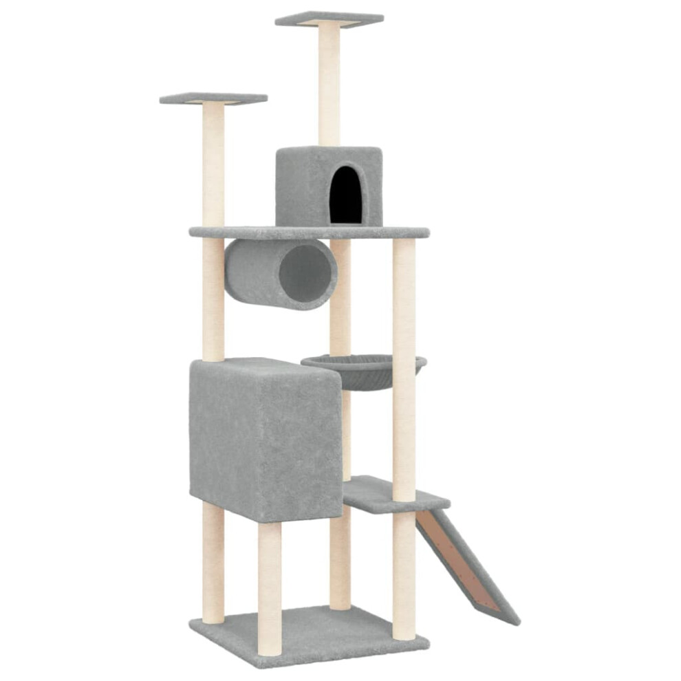 (light grey) vidaXL Cat Tree with Sisal Scratching Posts Pet Supply 168 cm Multi Colours