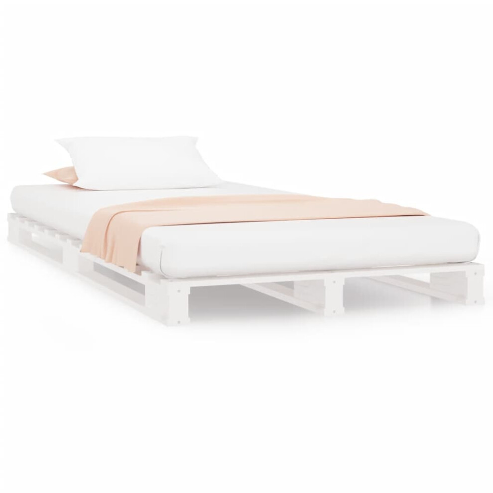Vidaxl (White, 90 X 200 Cm) Solid Wood Pine Bed Frame Wooden Bed Base Bedstead Mattress Foundation