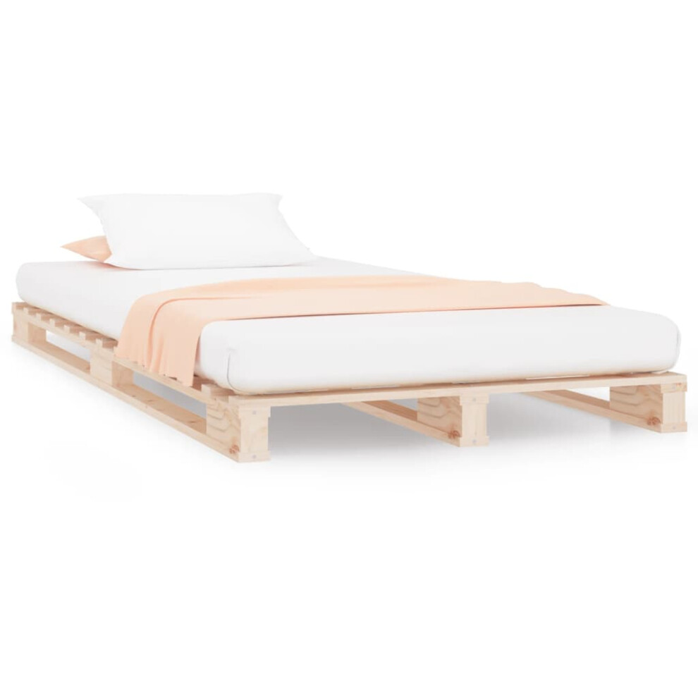 Vidaxl (Natural, 100 X 200 Cm) Solid Wood Pine Bed Frame Wooden Bed Base Bedstead Mattress Foundation