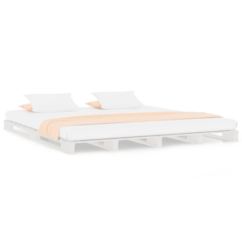 VidaXL (white, 180 x 200 cm) vidaXL Solid Wood Pine Bed Frame Wooden Bed Base Bedstead Mattress Foundation 1